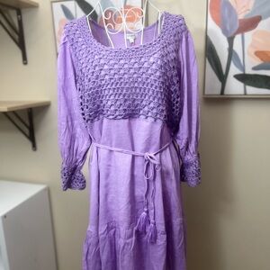 💕 Umgee 💕 Lavender Long Sleeve Crochet Dress
